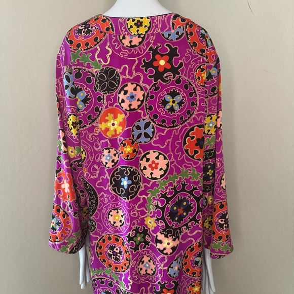 NATORI Vintage Silky Geometric Print Caftan Kaftan Nightgown Loungewear Retro M - Picture 7 of 15